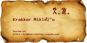 Krakker Miklós névjegykártya